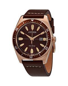 Men's Eco-Drive Leather Brown Dial Watch