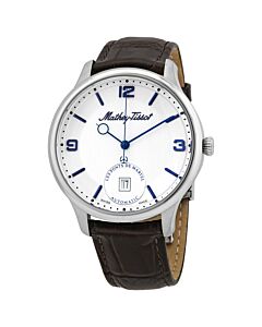 Men's Edmond Automatic Leather White Dial Watch
