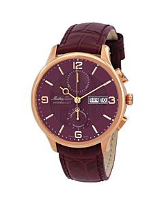 Men's Edmond Chrono Automatic Chronograph Leather Purple Dial Watch
