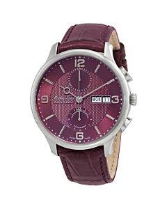 Men's Edmond Chrono Automatic Chronograph Leather Purple Dial Watch