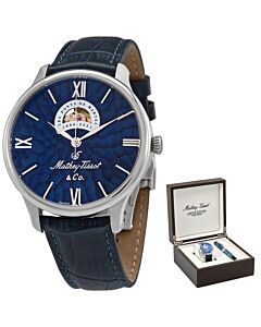 Men's Edmond Leather Blue (Open Heart) Dial Watch