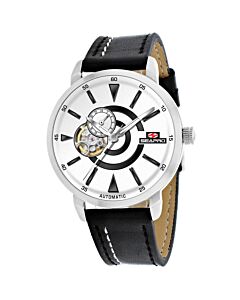 Men's Elliptic Leather White Dial Watch