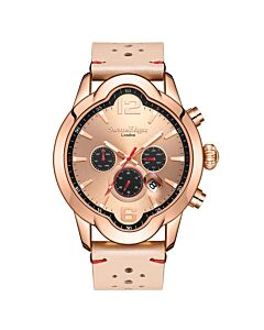 Men's Elliptical Leather Rose Gold-tone Dial Watch