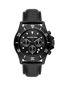 Men's Everest Chronograph Leather Black Dial Watch