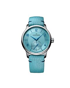 Men's Excellence Leather Blue Dial Watch