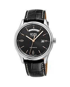 Men's Excelsior Leather Black Dial Watch