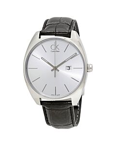 Men's Exchange Calfskin Leather Silver Dial Watch