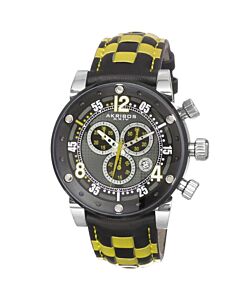 Men's Explorer Chrono Black and Yellow Gen. Leather Black Dial and IP SS