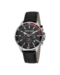 Men's Fashion Watch Chronograph Leather Black Dial Watch