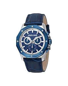Men's Fashion Watch Chronograph Leather Blue Dial Watch