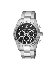 Men's Fashion Watch Chronograph Stainless Steel Black Dial Watch