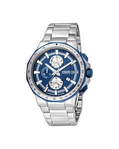 Men's Fashion Watch Chronograph Stainless Steel Blue Dial Watch