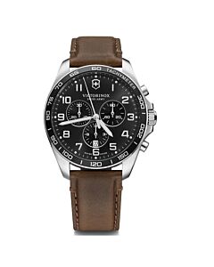 Men's Fieldforce Chronograph Leather Black Dial Watch