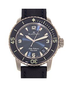 Men's Fifty Fathoms Leather Blue Dial Watch
