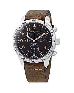 Men's Flyback Type 21 Chronograph Leather Black Dial
