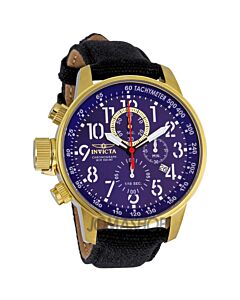 Men's I-Force Chrono Black Rifle Canvas Blue Dial 18K Gold Plated SS