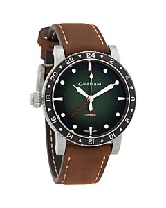 Men's Fortress GMT Leather Green Dial Watch