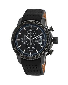 Men's Freedom Leather Chronograph Leather Black Dial Watch