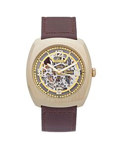 Men's Gatling Genuine Leather Gold-tone Dial Watch