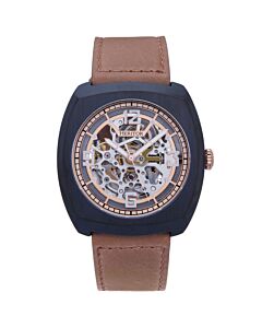 Men's Gatling Genuine Leather Rose Gold-tone Dial Watch