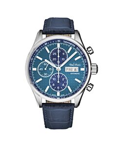Men's Gentleman Blazer Chronograph Leather Blue Dial Watch