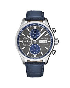 Men's Gentleman Blazer Chronograph Leather Grey Dial Watch
