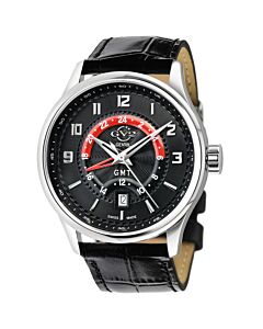 Men's Giromondo Leather Black Dial Watch