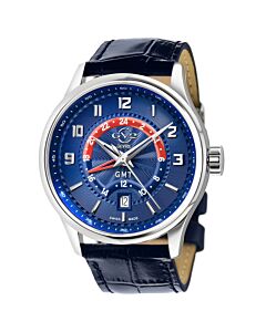 Men's Giromondo Leather Blue Dial Watch