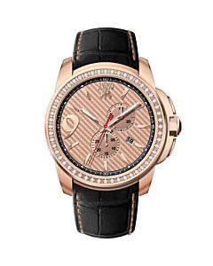 Men's Gliese Leather Rose Gold Dial Watch