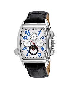 Men's Grandeur Leather White Dial Watch