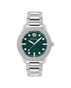 Men's Greca Dome Stainless Steel Green Dial Watch