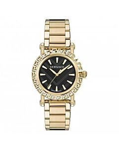 Men's Greca Glam Stainless Steel Black Dial Watch