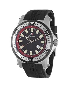 Men's Hawk Date Rubber Black and Red Dial Watch