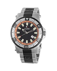 Men's Hawk Date Stainless Steel Black and Orange Dial Watch