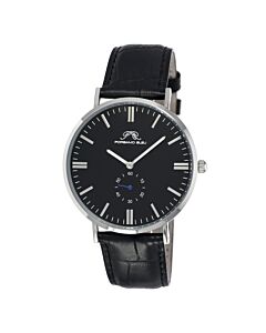 Men's Henry Genuine Leather Black Dial Watch