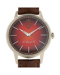 Men's Heritage Leather Red Dial Watch