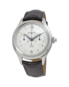 Men's Heritage Monopusher Chronograph Alligator Leather Silver Dial Watch