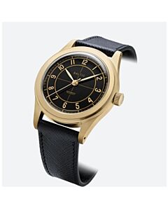 Men's Hms Leather Black Dial Watch
