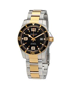 Men's Hydroconquest Stainless Steel and Yellow Gold PVD Center Links Black Dial