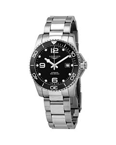 Men's Hydroconquest Stainless Steel Black Sunray Dial Watch