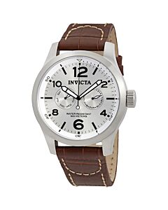 Men's I Force Leather Silver Dial Watch