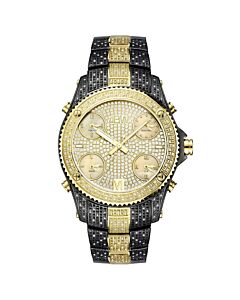 Men's Jet Setter Two Tone Stainless Steel (Black IP and Gold-Tone) Champagne, Crystal Pave Dial