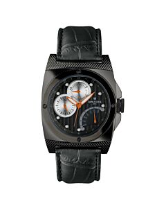 Men's Kamata Leather Black Dial Watch