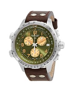 Men's Khaki Aviation Chronograph Leather Green Dial Watch