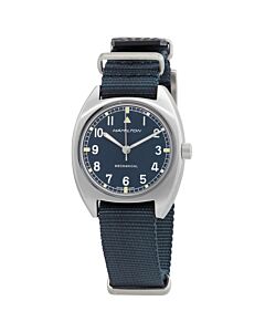 Men's Khaki Aviation Pilot Pioneer Nylon NATO Blue Dial Watch