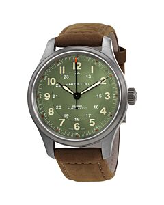 Men's Khaki Field (Calfskin) Leather Green Dial Watch