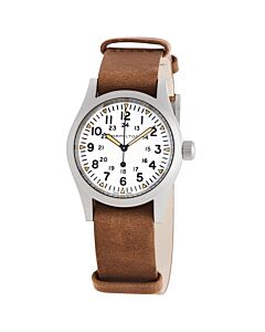 Men's Khaki Field Leather White Dial Watch