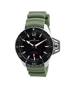 Men's Khaki Navy Frogman Rubber Black Dial Watch