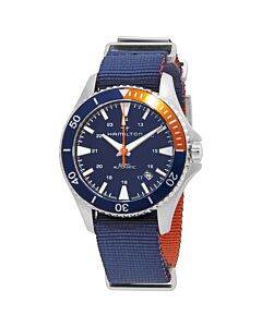 Men's Khaki Navy Scuba Nylon NATO Blue Dial Watch