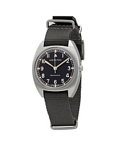 Men's Khaki Pilot Pioneer Nylon NATO Black Dial Watch